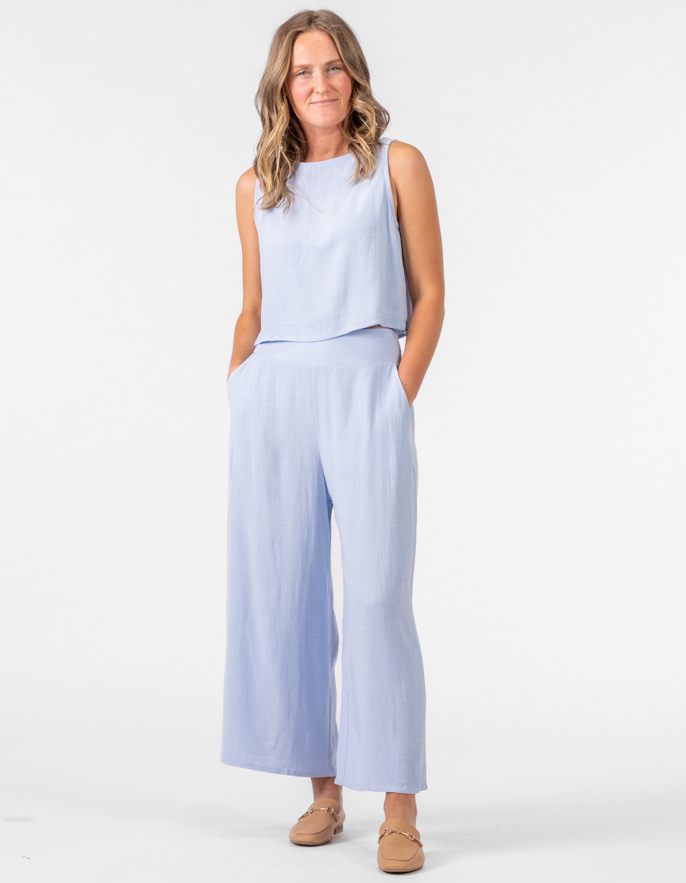 Blue Kiara Half Button Top