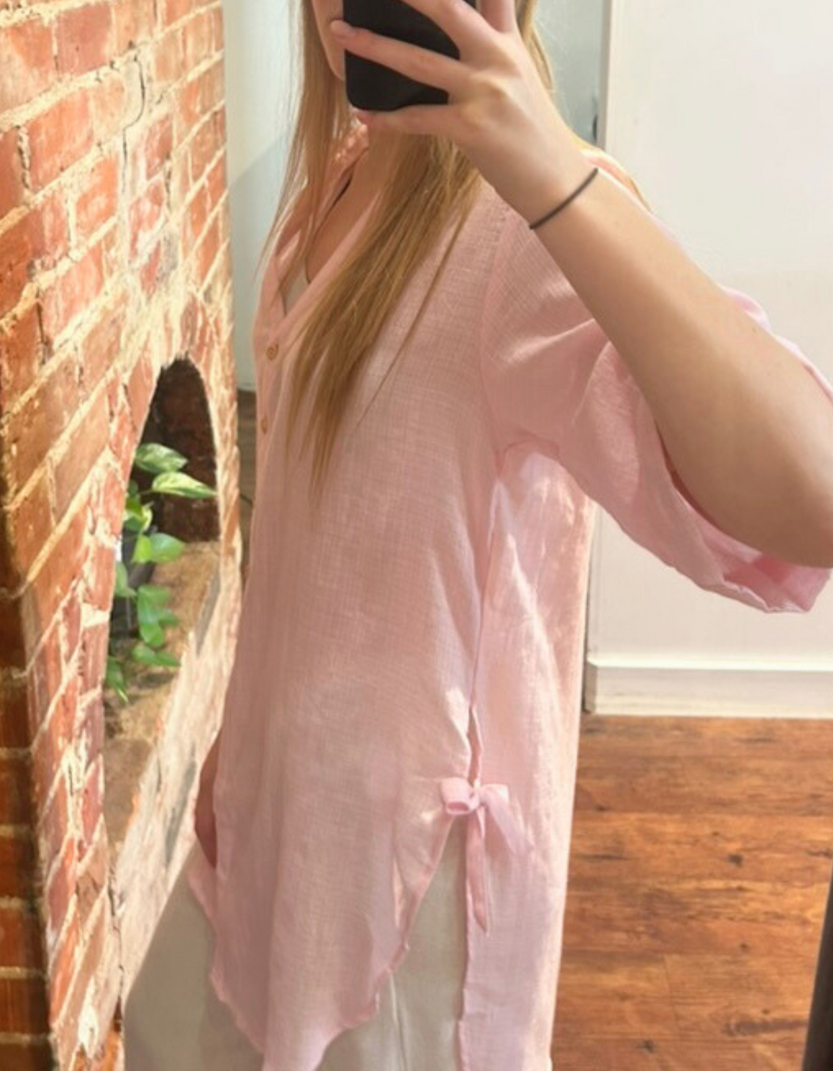 Hawthorn Oversize Button Down Shirt in Light Pink