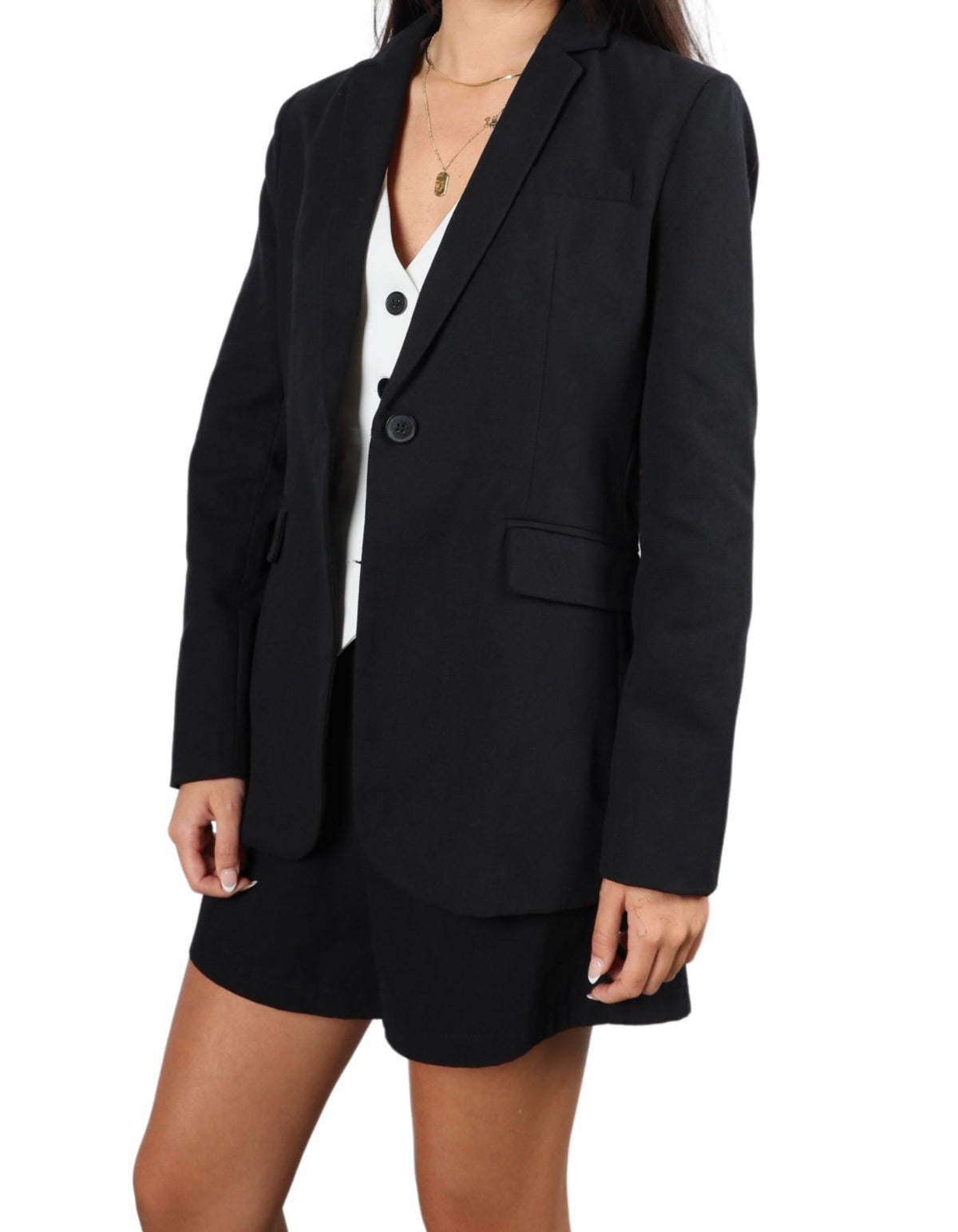 Bronn Tailored Blazer in Black Cotton