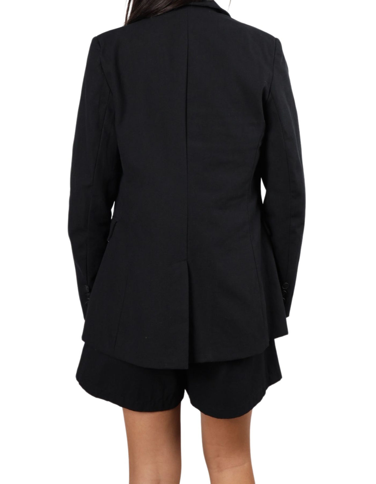 Bronn Tailored Blazer in Black Cotton