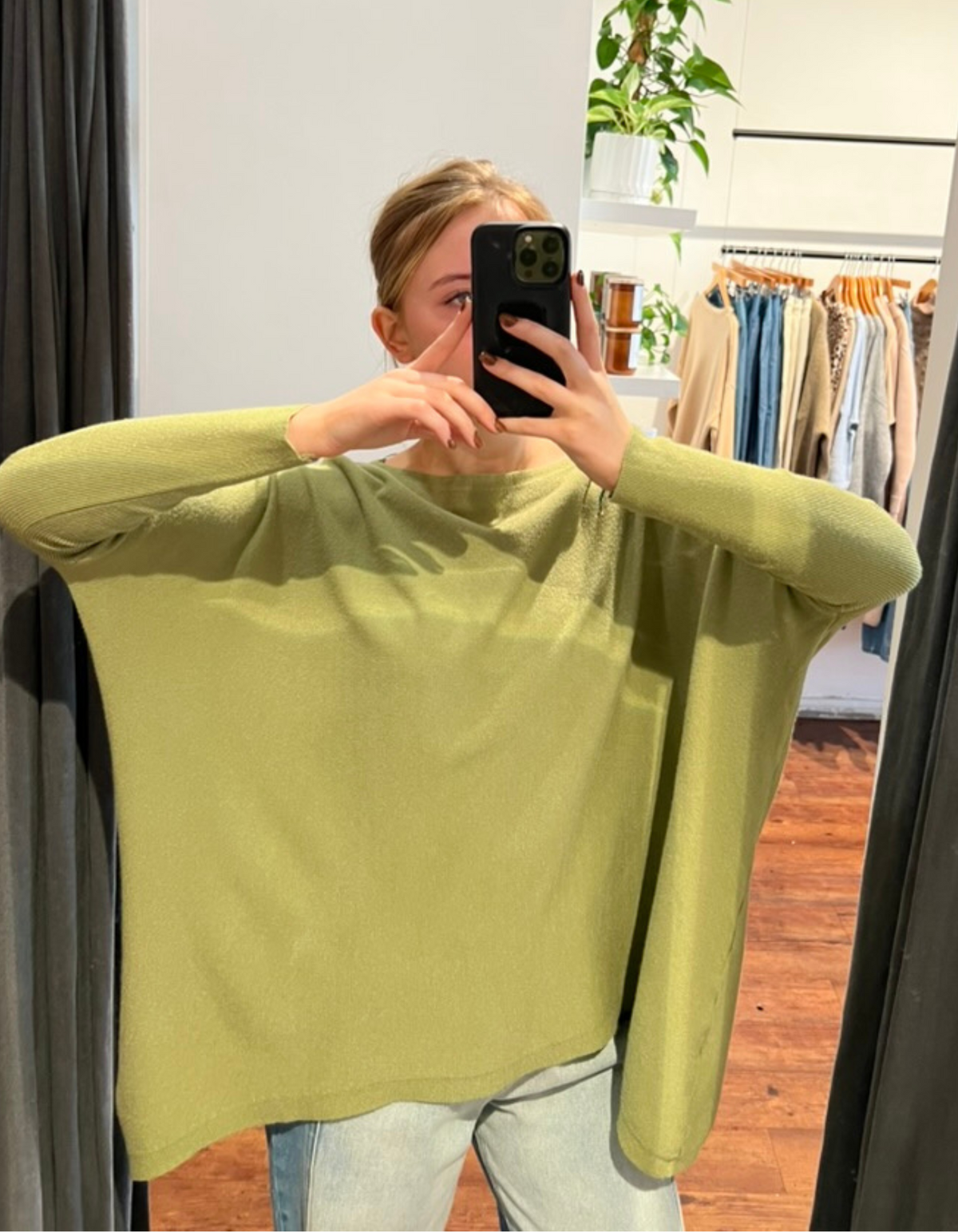 Willow Cotton Knit Jumper in Olive Green