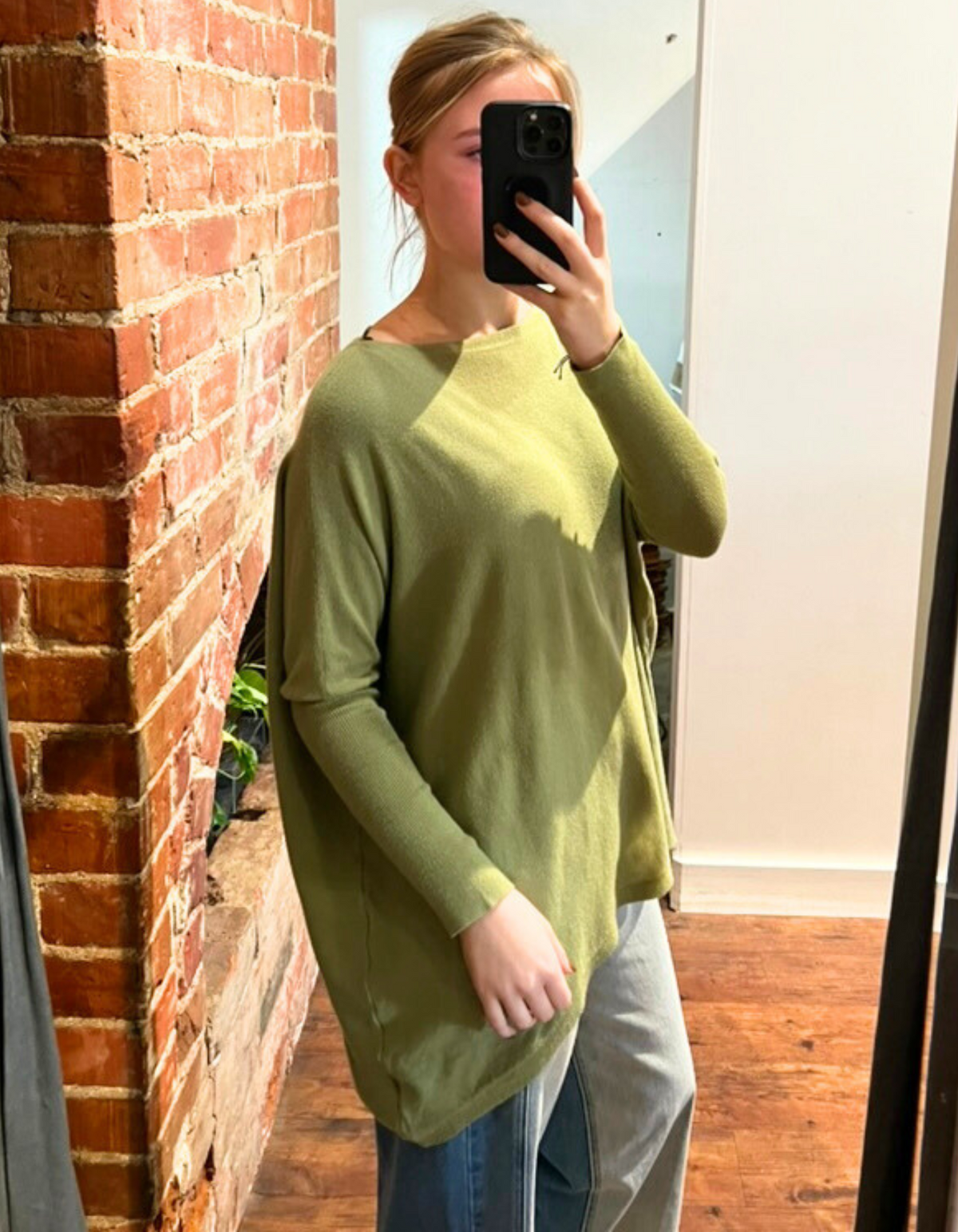 Willow Cotton Knit Jumper in Olive Green