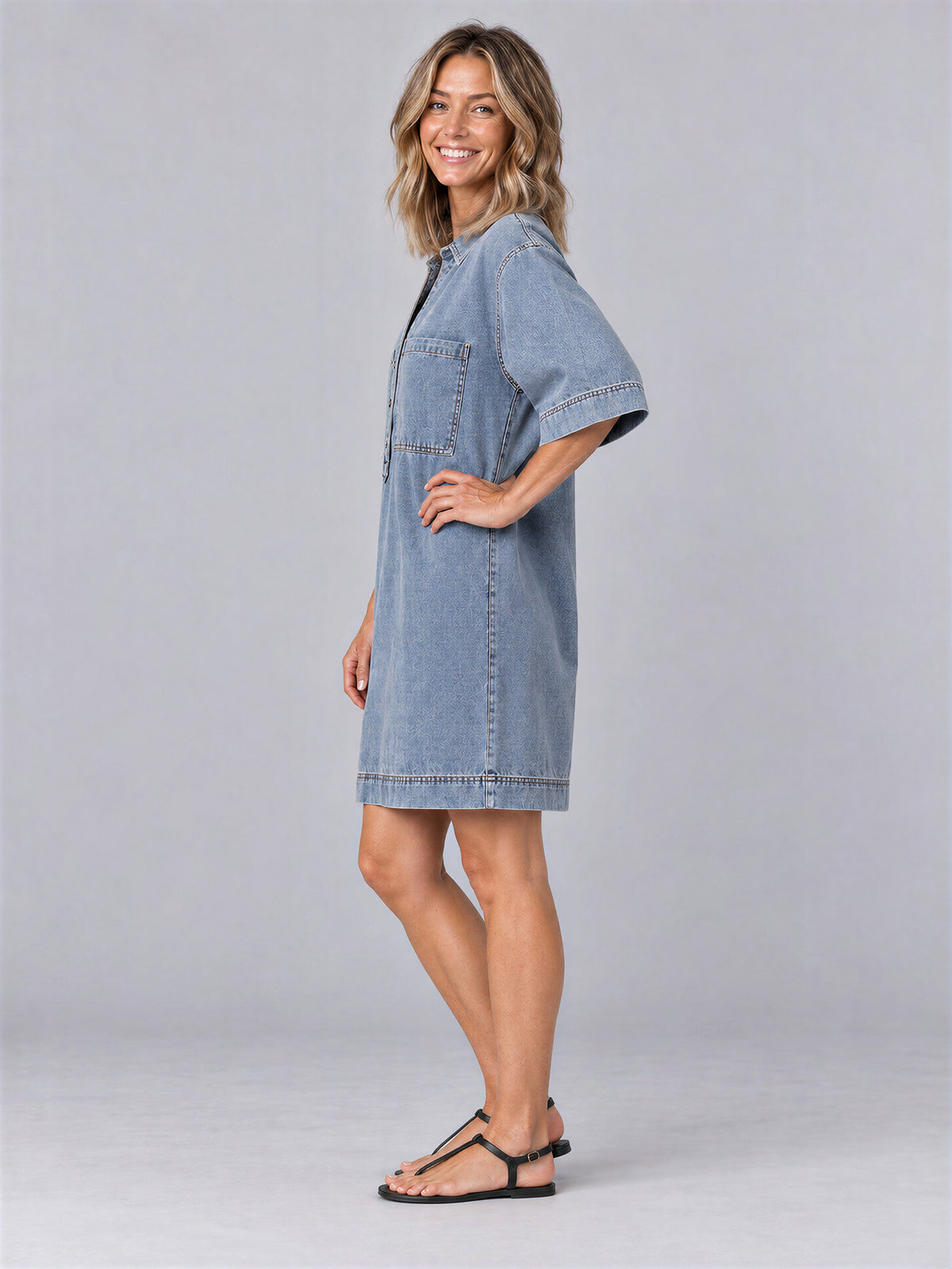 Tilly Blue Denim Relaxed Shirt Dress