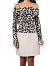 Porto Off Shoulder Long Sleeve Fitted Top in Leopard Print