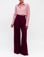 Maggie Button-Up Stripe Shirt in Pink/Red