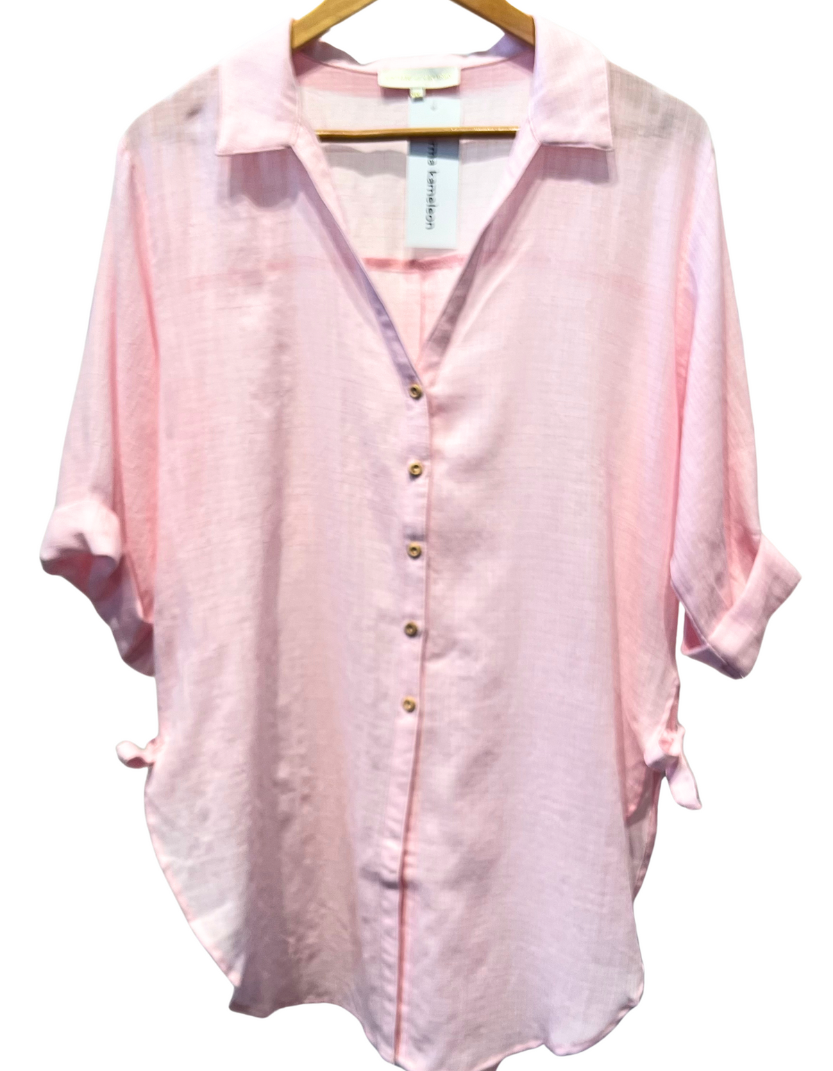 Hawthorn Oversize Button Down Shirt in Light Pink