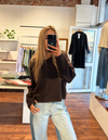 Tully V-Neck Lightweight Knit Jumper in Chocolate