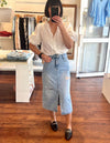 Paris Bulb Sleeve Button Down Top in White