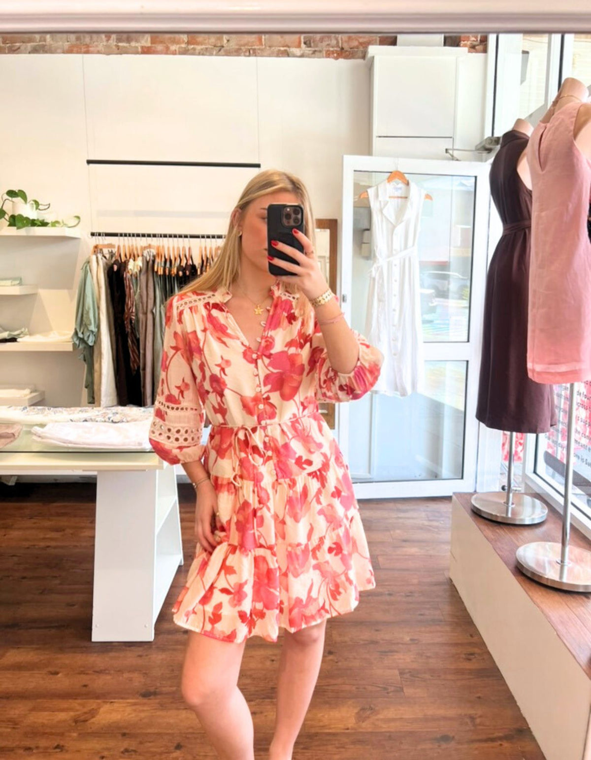 Arin 3/4 Sleeve Dress in Pink Floral
