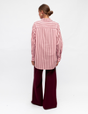Maggie Button-Up Stripe Shirt in Pink/Red