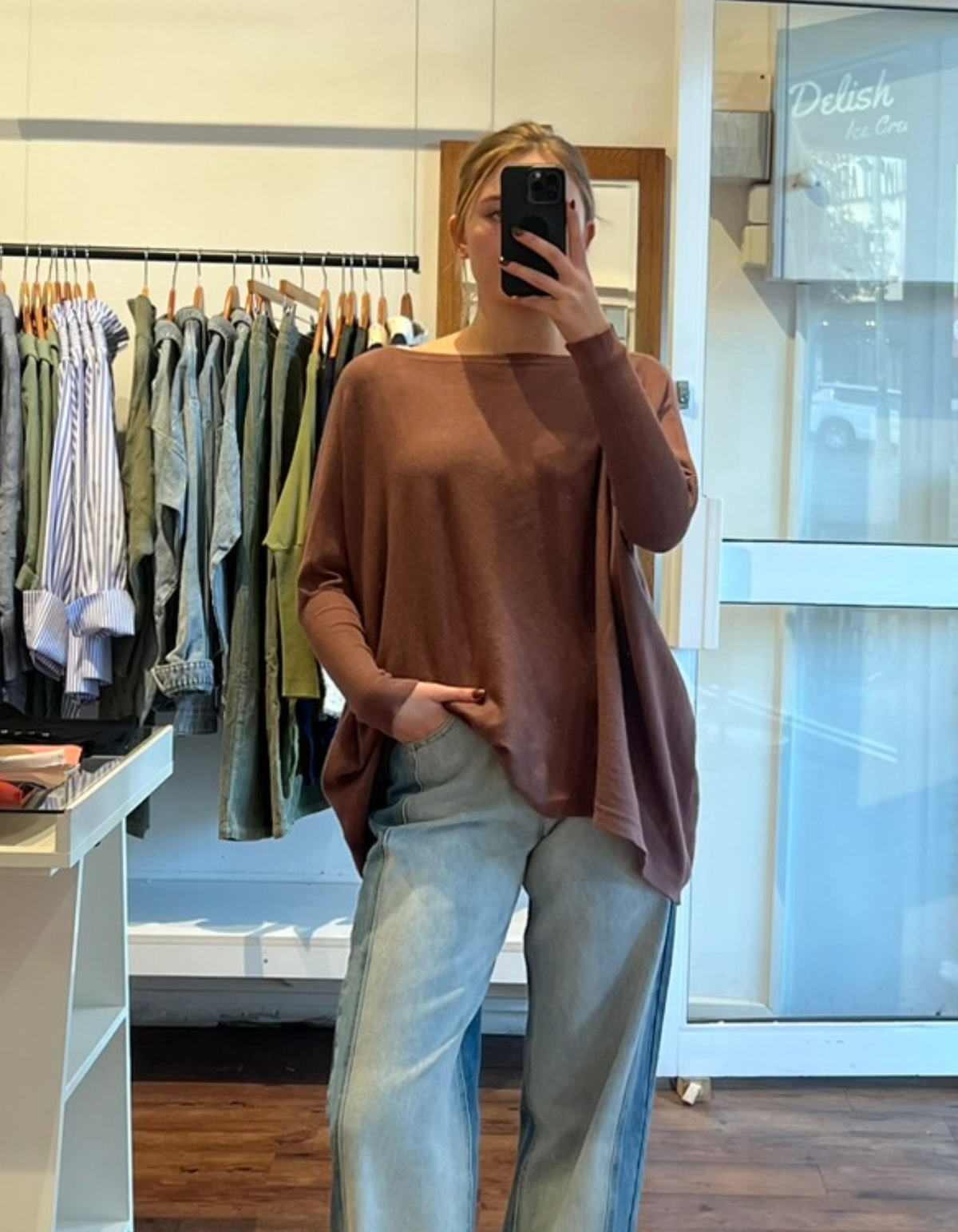 Willow Cotton Knit Jumper in Brown