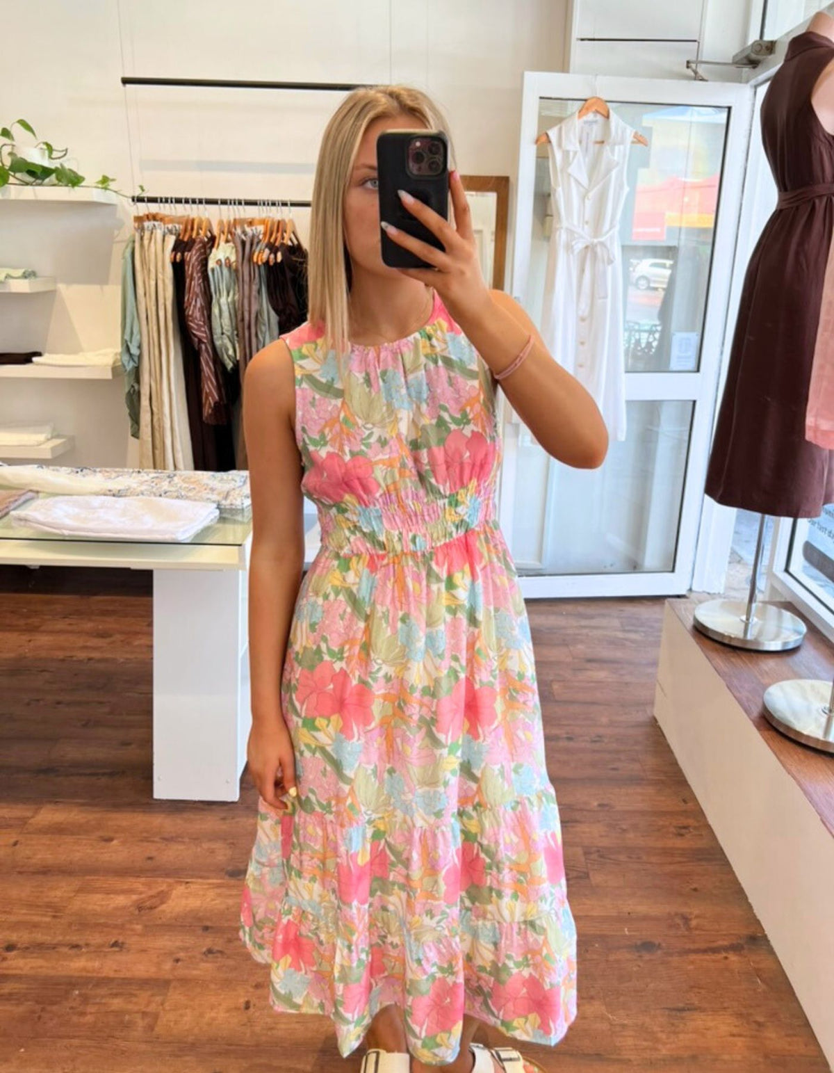 Mavi Elastic Waist Midi Dress in Floral