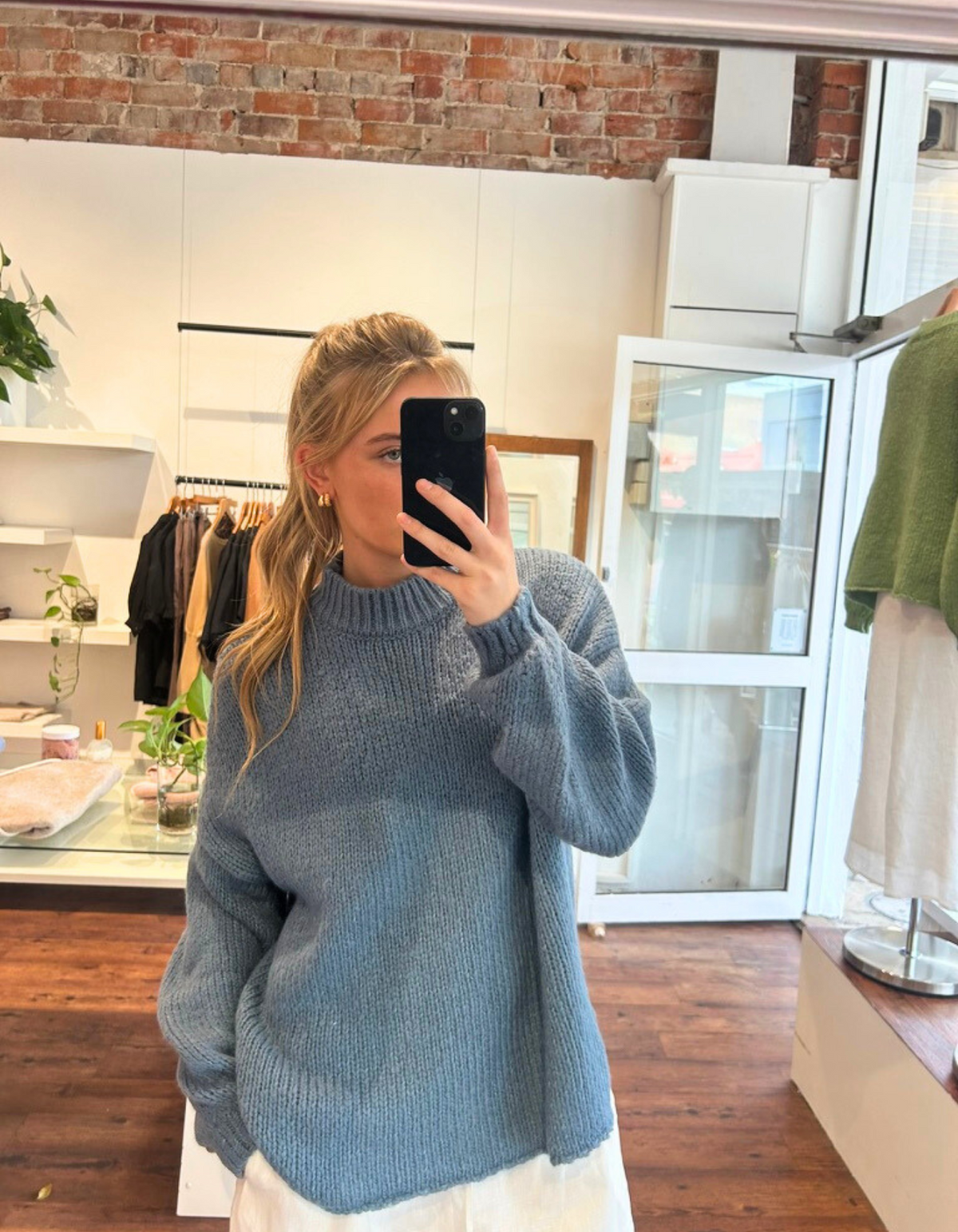Cove Crew Neck Oversized Knit Jumper in Blue
