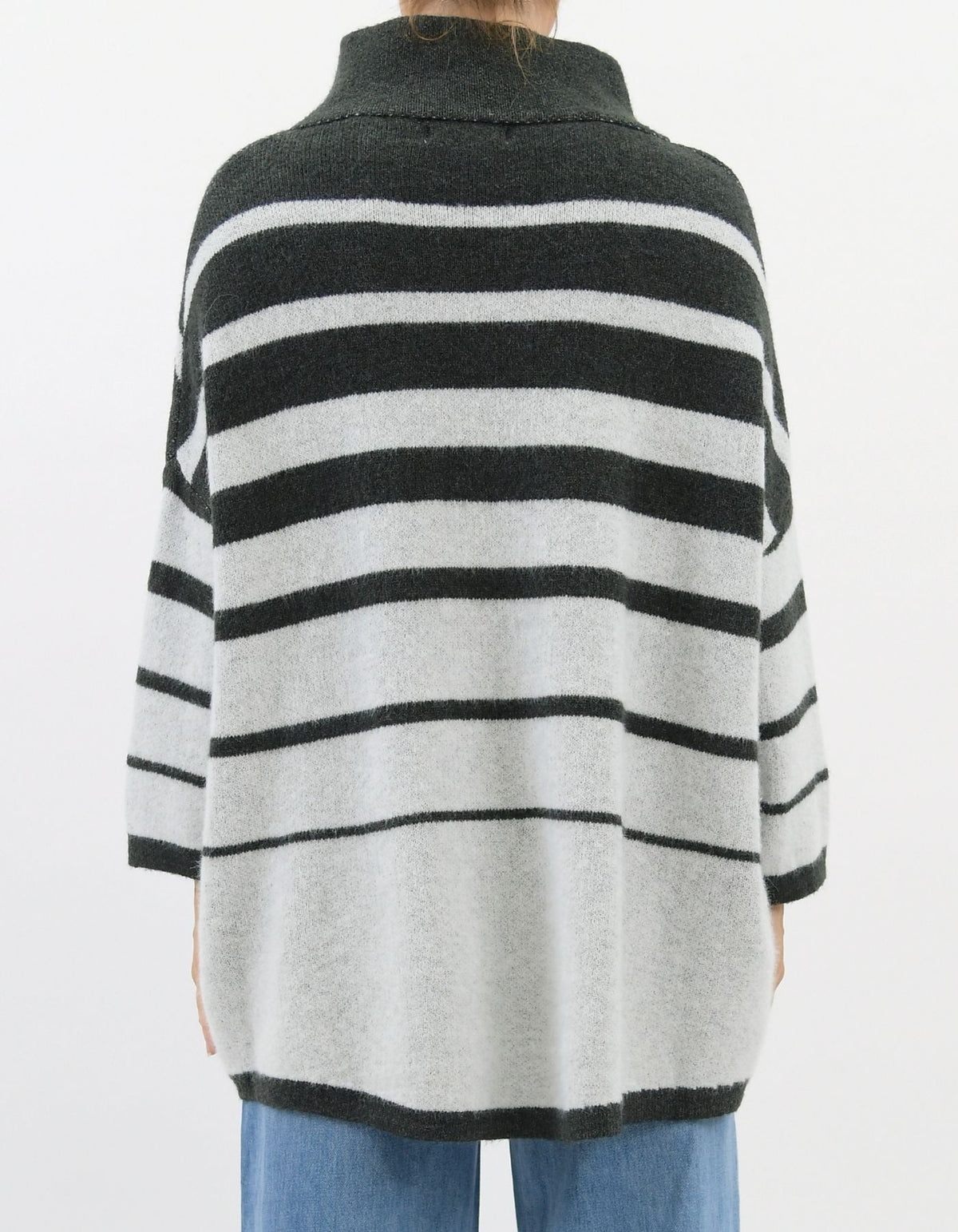 Marlow Oversize Knit Jumper in Charcoal Stripe
