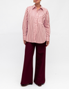 Maggie Button-Up Stripe Shirt in Pink/Red