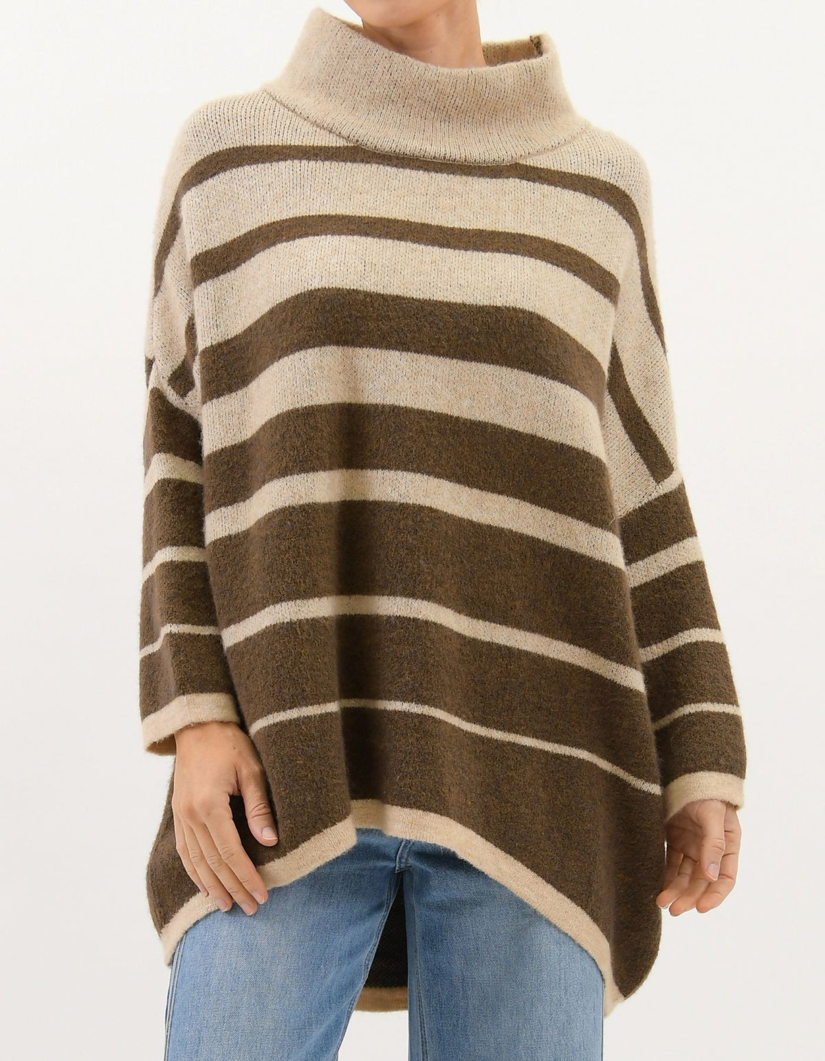 Marlow Oversize Knit Jumper in Brown Stripe
