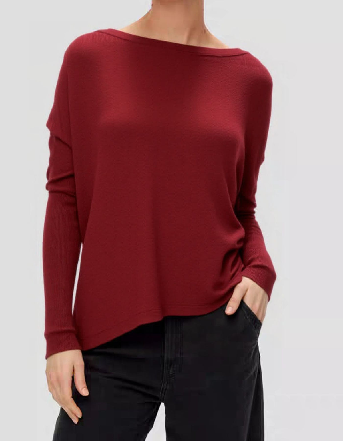 Willow Cotton Knit Jumper in Wine Red