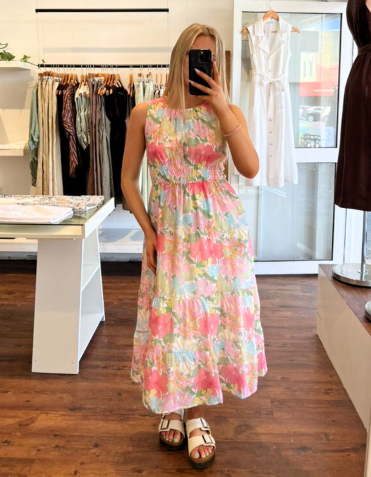 Mavi Elastic Waist Midi Dress in Floral