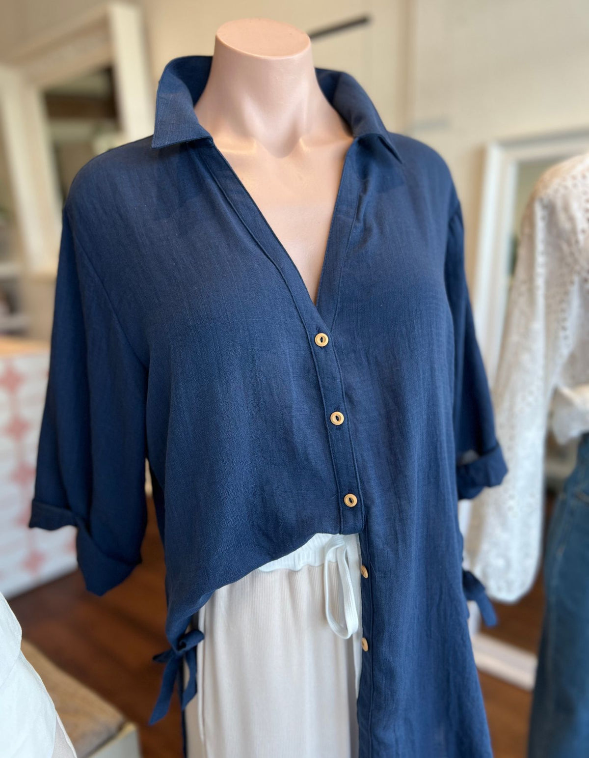 Hawthorn Oversize Button Down Shirt in Navy