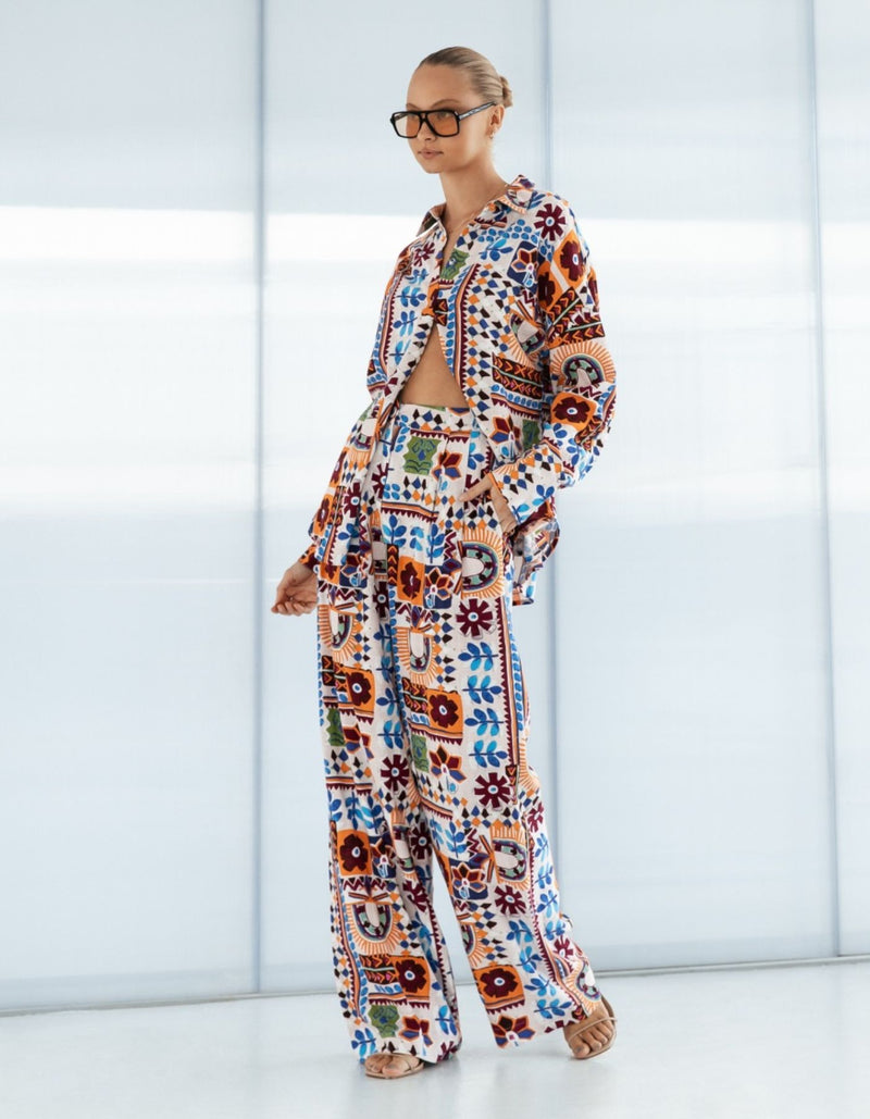 Elora Wide Leg Pants in Multi Print