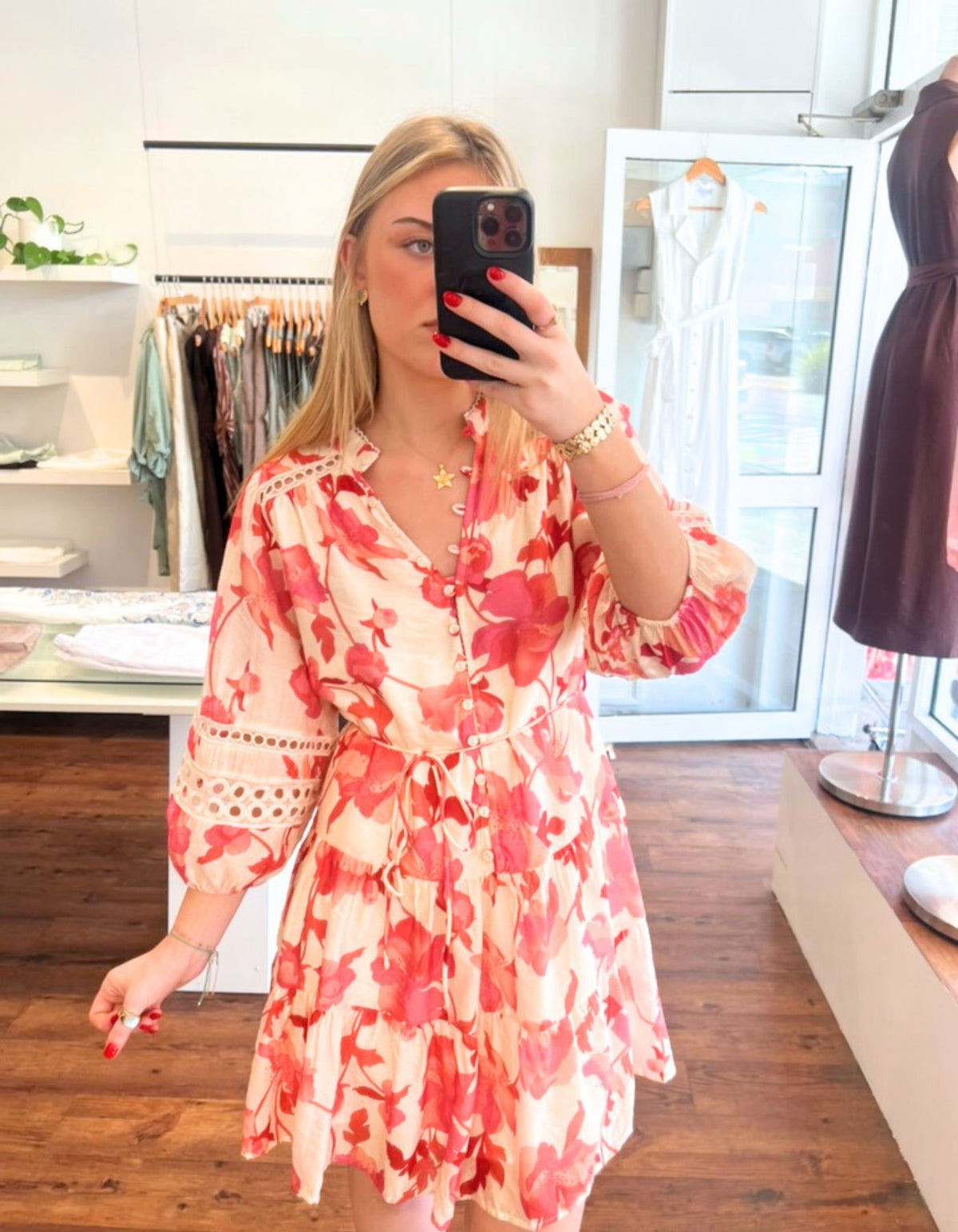 Arin 3/4 Sleeve Dress in Pink Floral