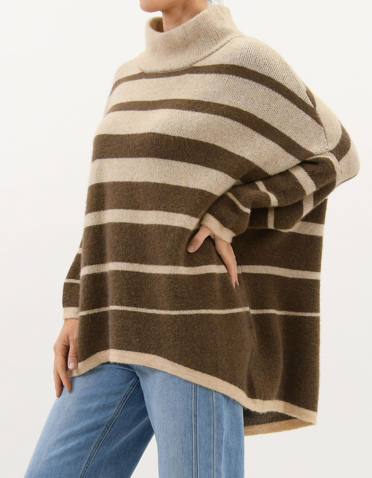 Marlow Oversize Knit Jumper in Brown Stripe