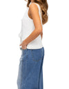 Quill Front Ties Sleeveless Vest Top in White