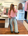 Tilly Contrast Panel Wide-Leg Jean in Blue Denim