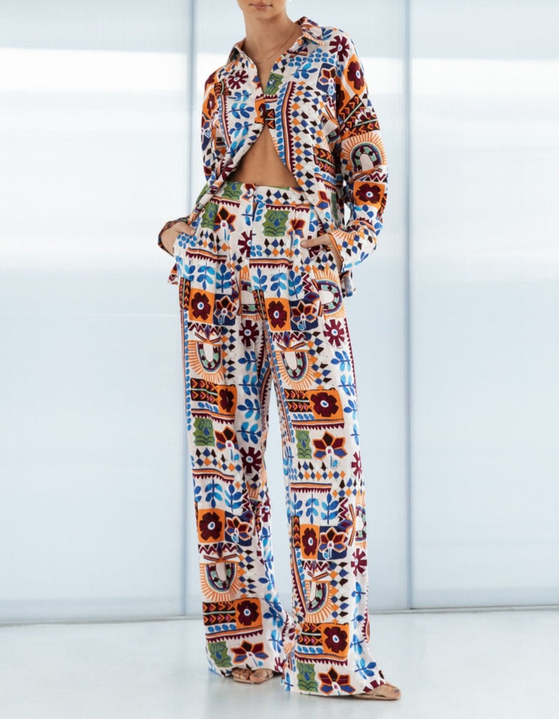 Elora Wide Leg Pants in Multi Print