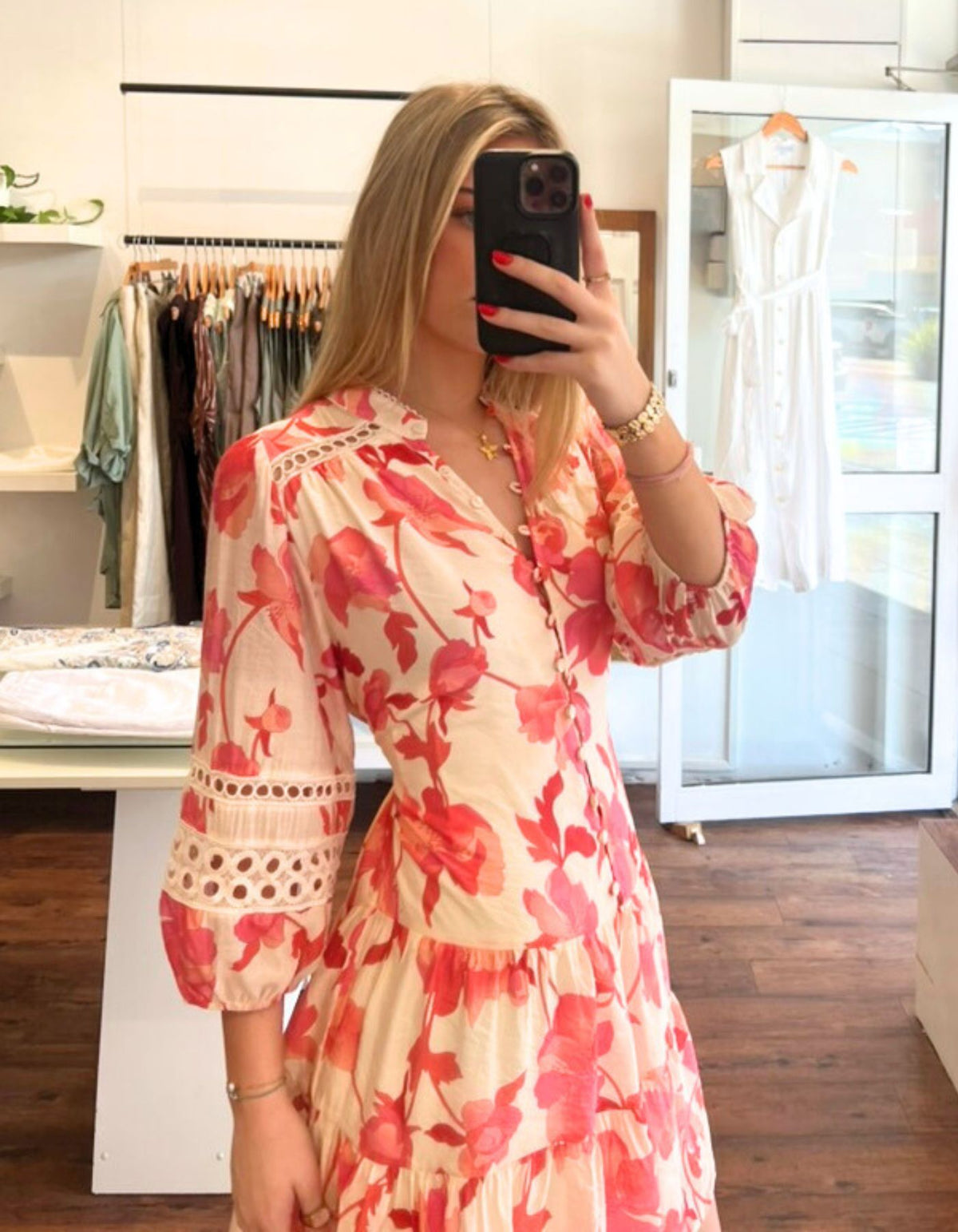 Arin 3/4 Sleeve Dress in Pink Floral