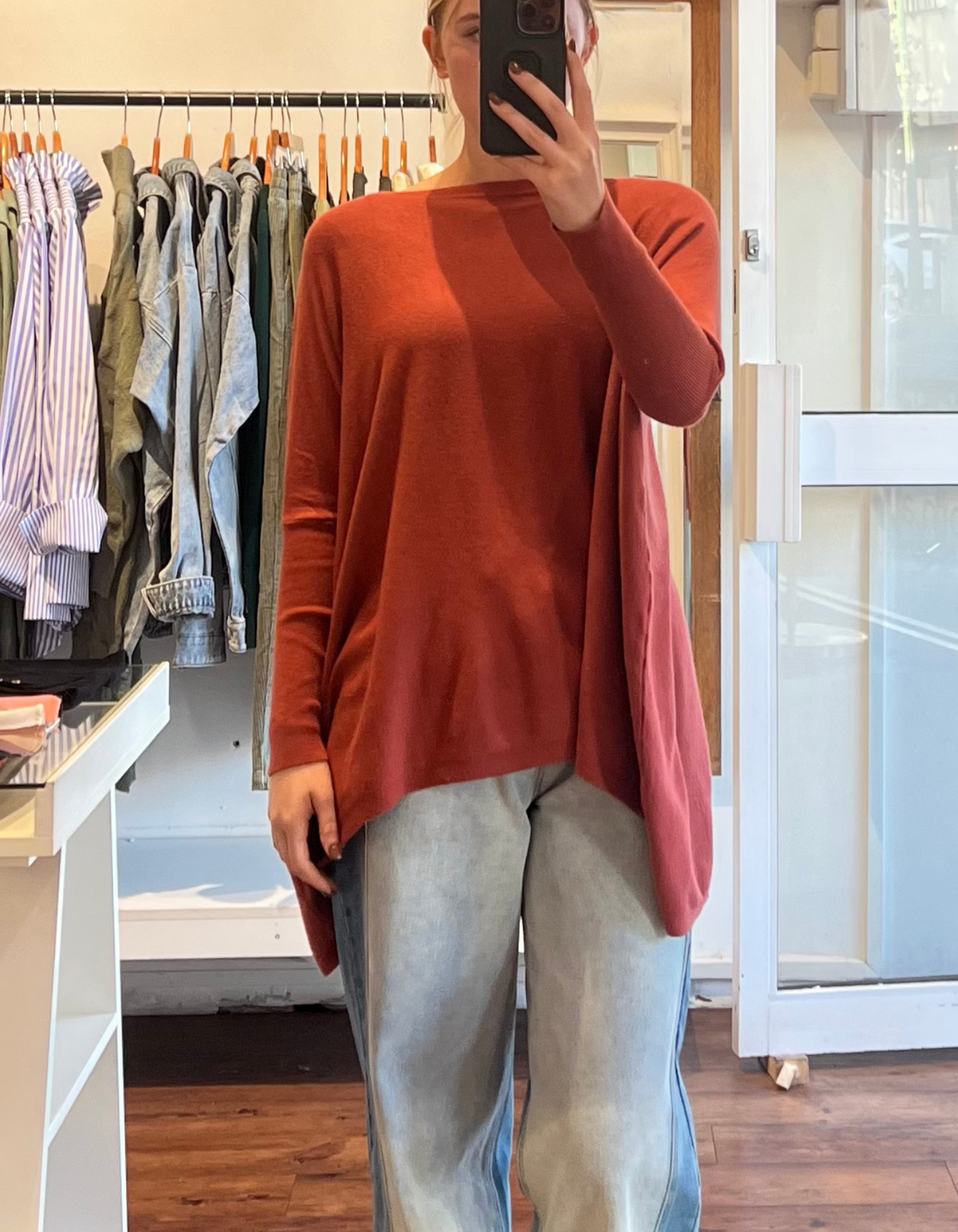 Willow Cotton Knit Jumper in Burnt Orange