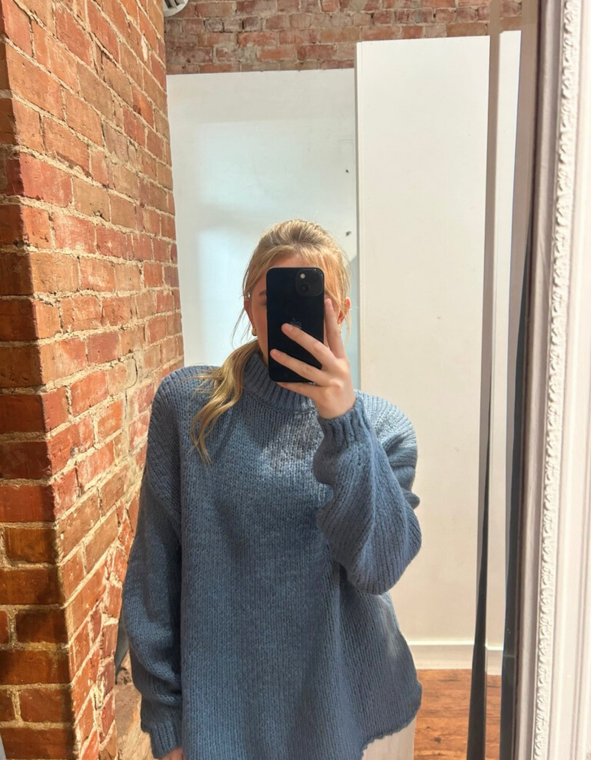 Cove Crew Neck Oversized Knit Jumper in Blue