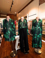 Jeena Gold Button Down Blouse in Emerald Print