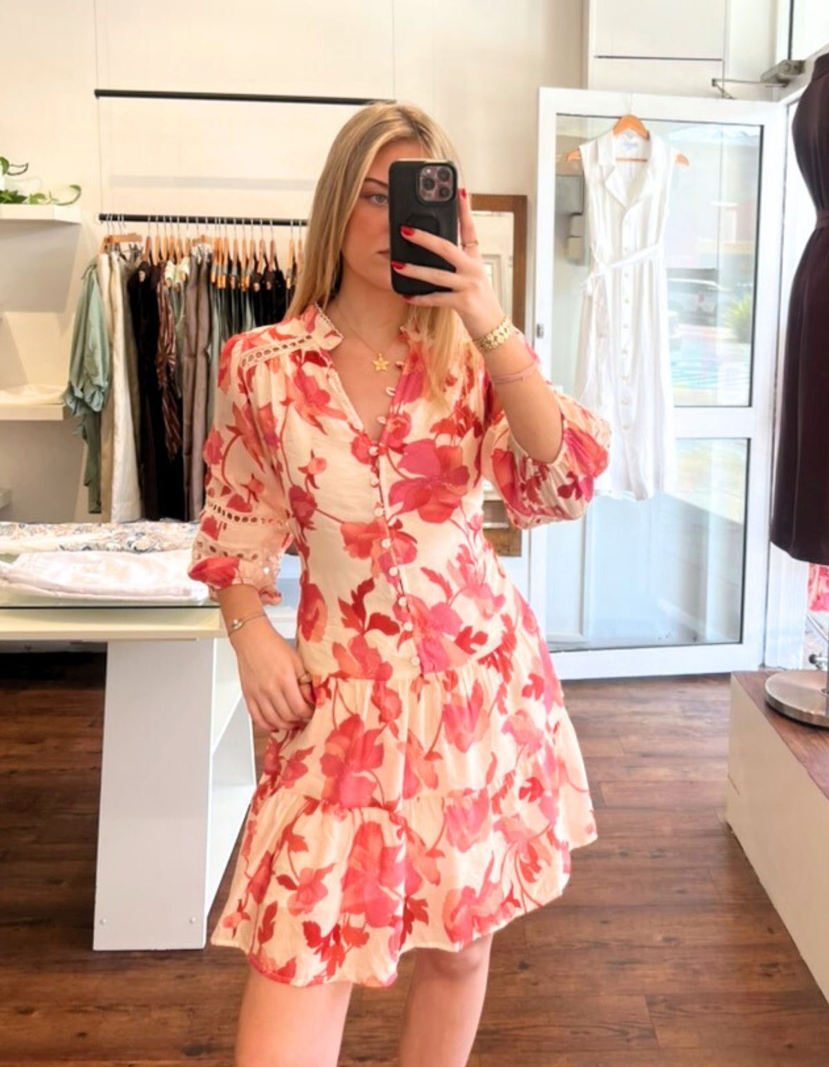 Arin 3/4 Sleeve Dress in Pink Floral