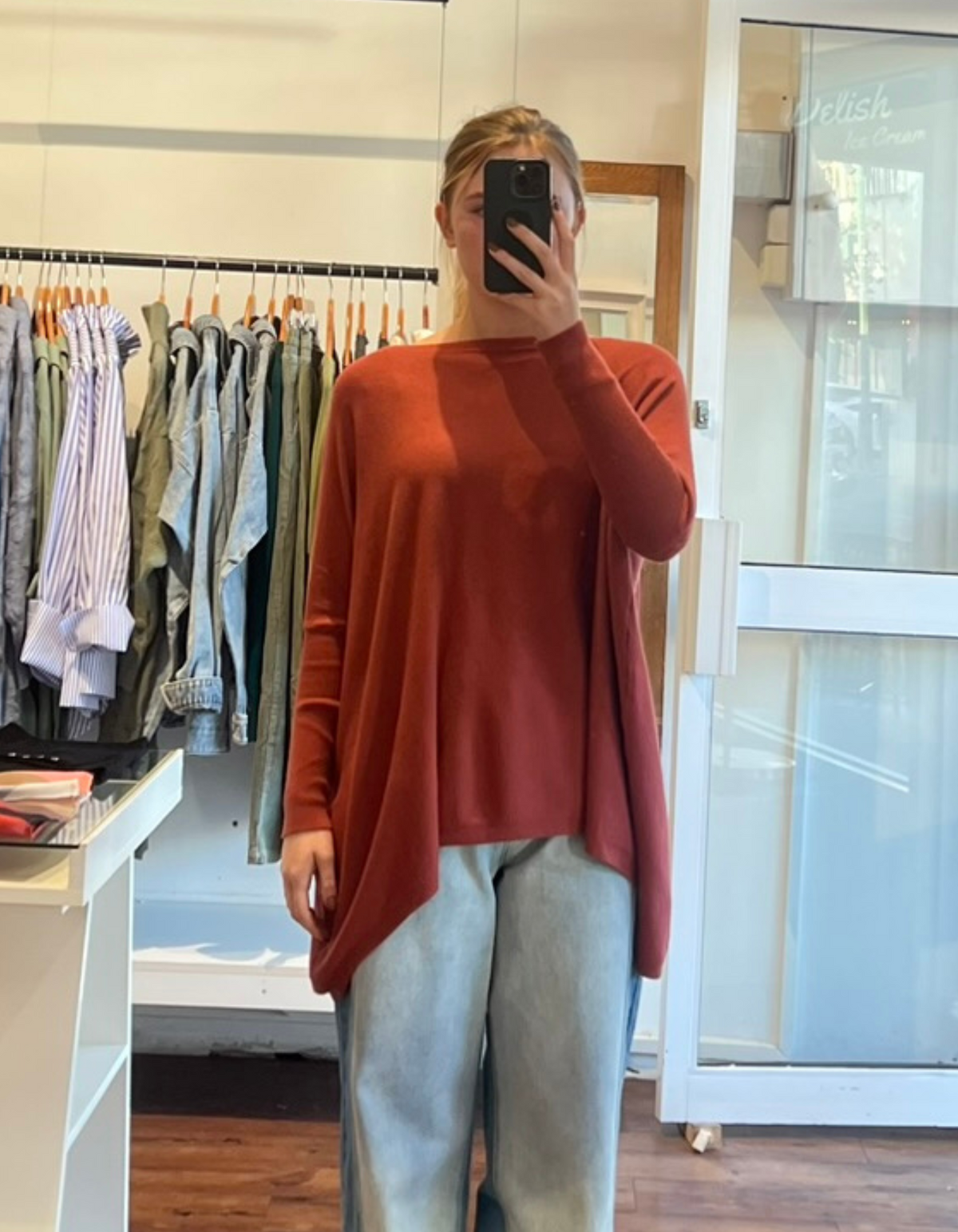 Willow Cotton Knit Jumper in Burnt Orange