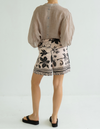 River Button Down Collarless Sheer Linen Shirt in Taupe