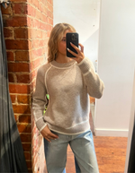 Kobe Crew Neck White Line Jumper in Beige