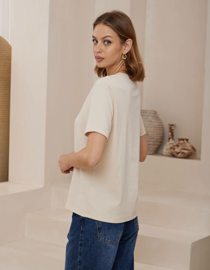 Flo Palm Tree Tee in Cream