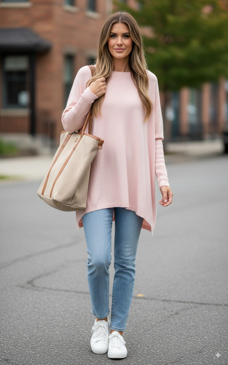 Willow Cotton Knit Jumper in Soft Pink