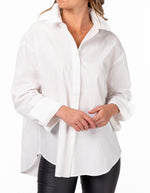 Viola Button Down Long Sleeve Cotton Shirt in White