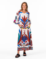 Carey Midaxi Dress in Fabulous Blue/Red Print