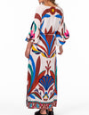 Carey Midaxi Dress in Fabulous Blue/Red Print