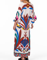 Carey Midaxi Dress in Fabulous Blue/Red Print