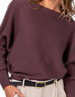 Addy Relaxed Fit Ribbed Knit Jumper in Chocolate