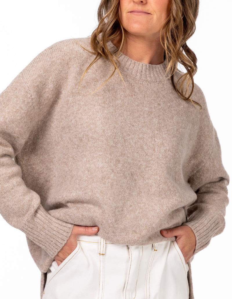 Julia Crew Neck Knit Jumper in Beige