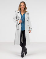 Brooke Oversized Long Trench Coat in Grey