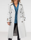 Brooke Oversized Long Trench Coat in Grey