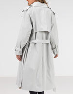 Brooke Oversized Long Trench Coat in Grey