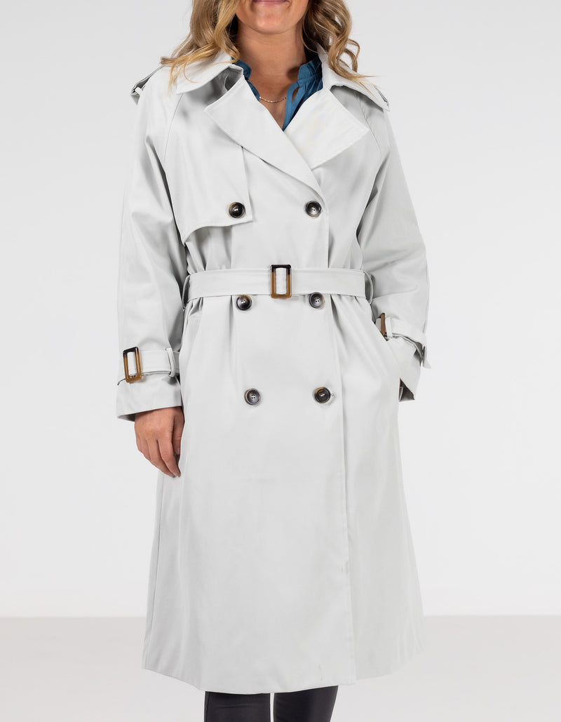 Brooke Oversized Long Trench Coat in Grey