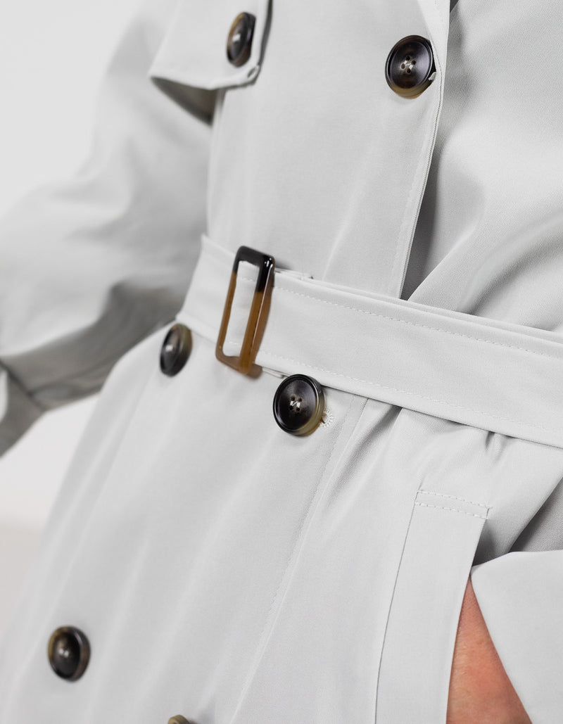 Brooke Oversized Long Trench Coat in Grey